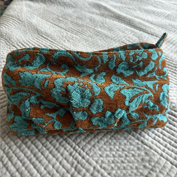 Y2K Boho Zara Woven Velvet Clutch Handbag with Tassel Pull🤎🩵 - Picture 4 of 7